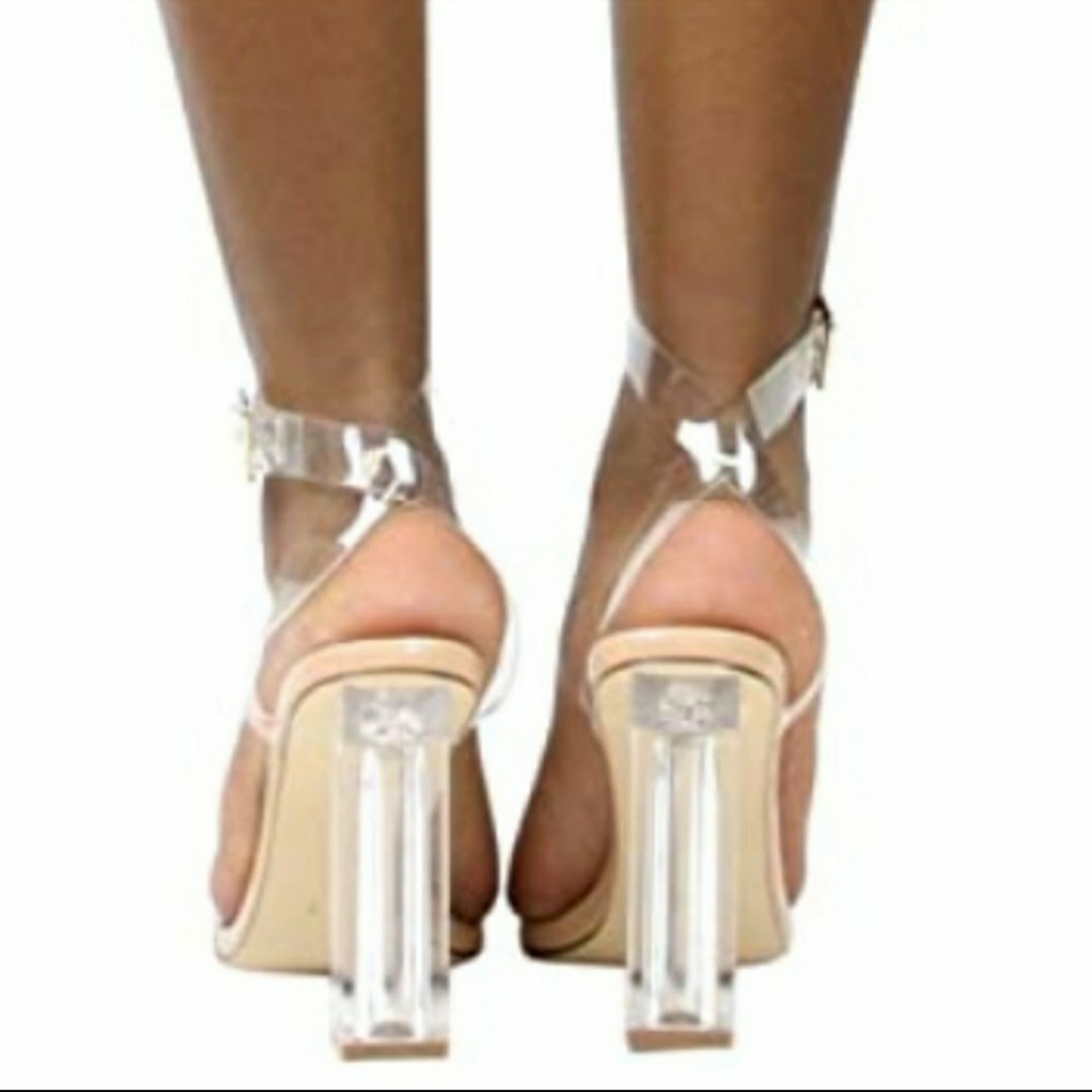 NWT - Clear Chunky Block High Heels